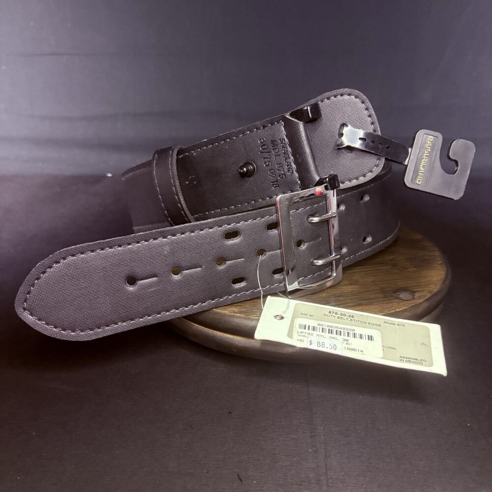 Safariland Duty Belt Size 30" Model 875 Plain Black Leather Chrome Buckle